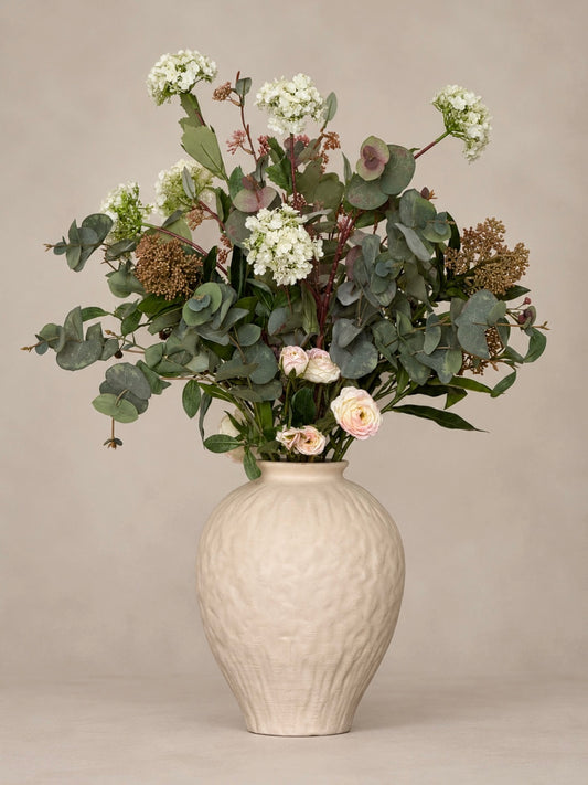 Ashleigh | Extra Large Green & White Artificial Flower Bouquet | Foliage, Berries, Hydrangea | Luxury Hand-Tied Faux Flowers | Ready to Style