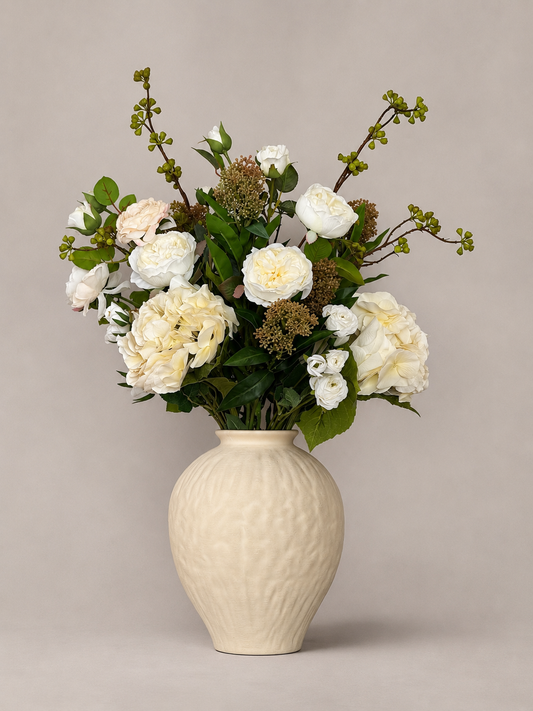 Ashleigh | Large Neutral & White Artificial Flower Bouquet | Hydrangea, Ranunculus | Luxury Hand-Tied Faux Flowers | Ready to Style