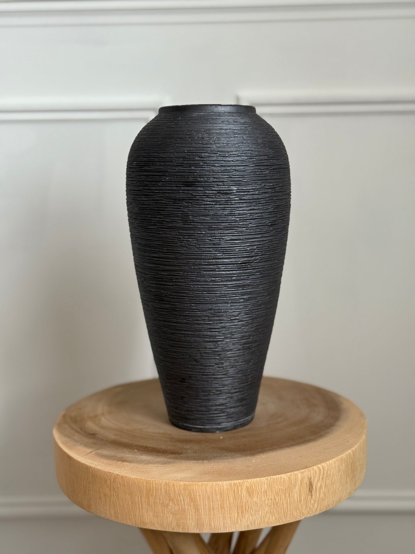 Large Ceramic Vase | Matte Black | 34cm