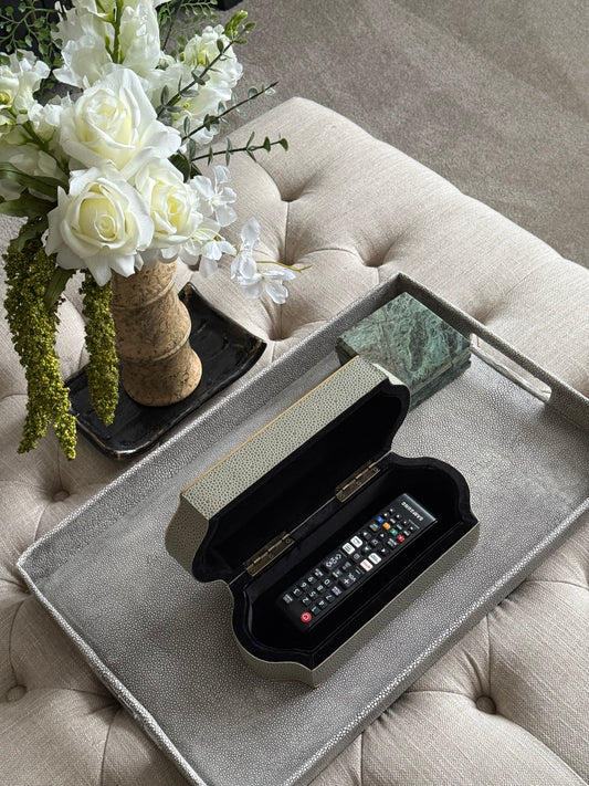 Trinket Box | Pebble Shagreen & Brass Trim