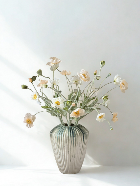 Spring Poppy | Medium Artificial Bouquet | Neutral, White, Cream