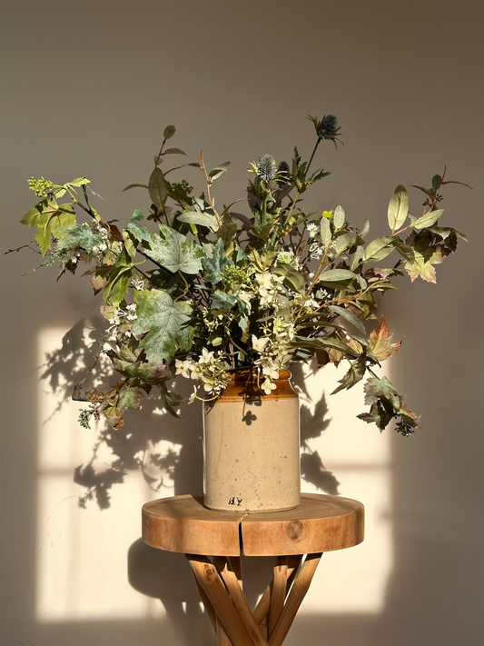Leanne | Arrangement including Vintage Vase | Large | Autumn | Green, White