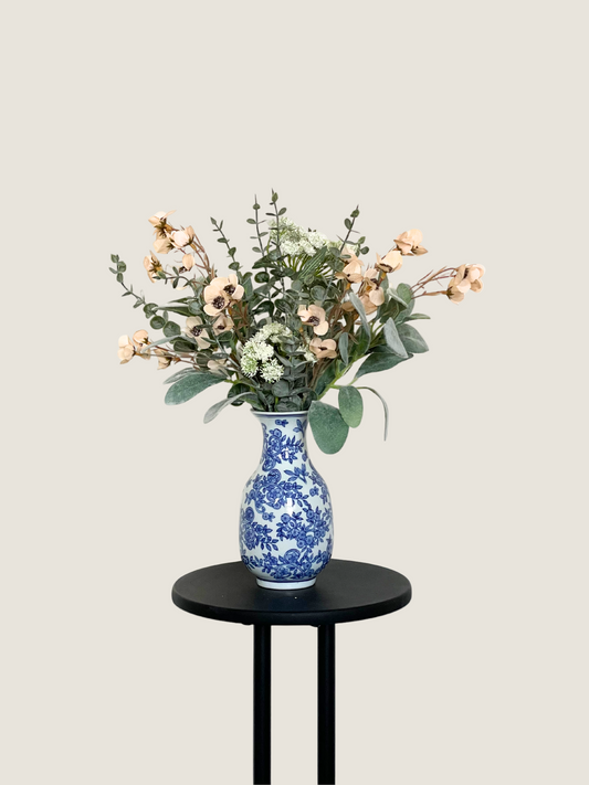 Linda | Arrangement including Vintage Vase | Peach, Green