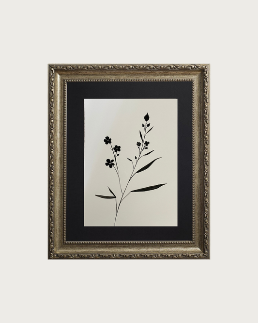 Hand Painted Art | Bloom Silhouette No. 6 | Black Gouache | 250 GSM