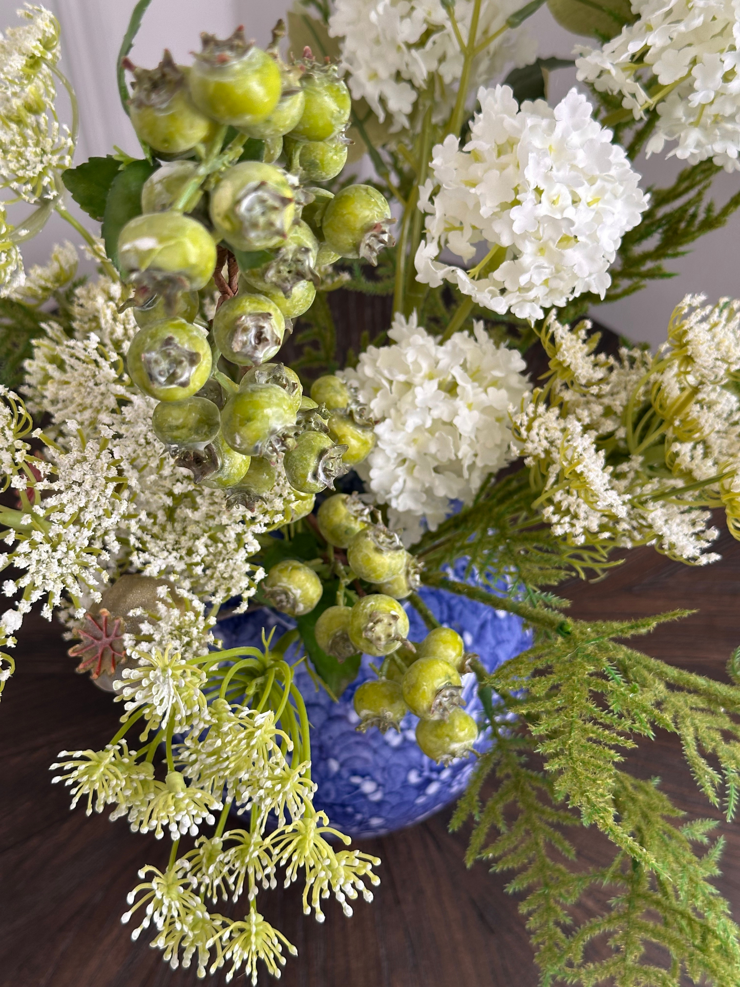 Brenda | Arrangement including Vintage Vase | Green, White