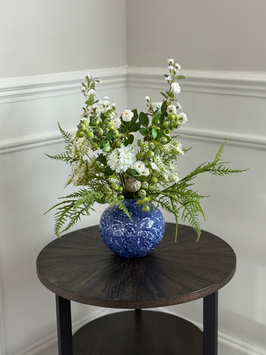 Brenda | Arrangement including Vintage Vase | Green, White