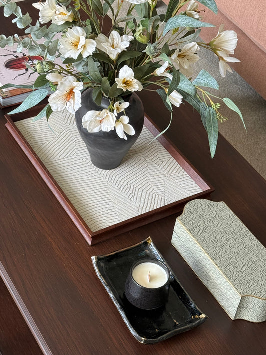 Coffee Table styling with tray and box
