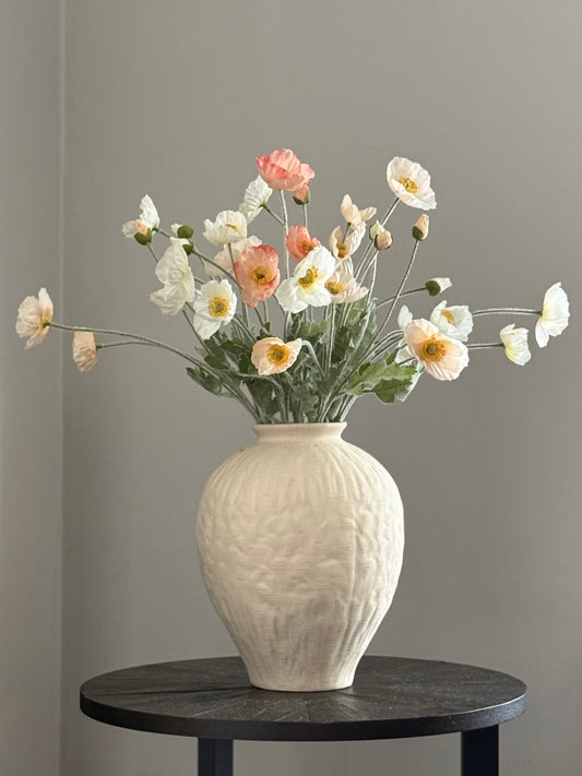 Sunrise Poppies | Medium Peach & White Artificial Flower Bouquet | Luxury Hand-Tied Faux Flowers | Ready to Style