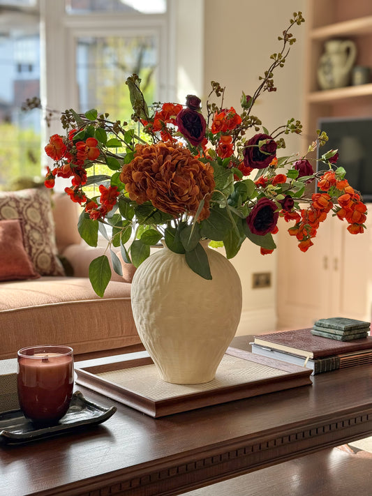 Laura | Extra Large Autumn Orange Artificial Flower Bouquet | Hydrangea, Autumn Berries | Luxury Hand-Tied Faux Flowers | Ready to Style