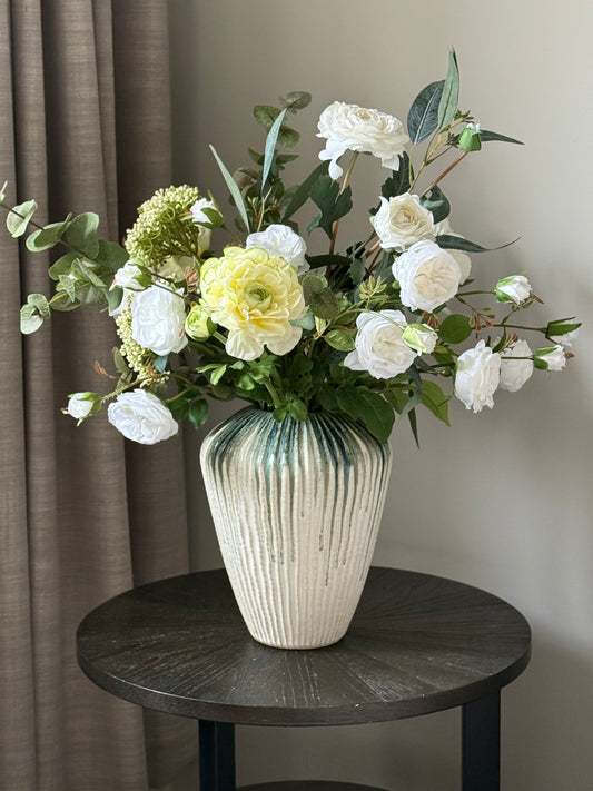 Aisha | Medium Artificial Bouquet | White, Green