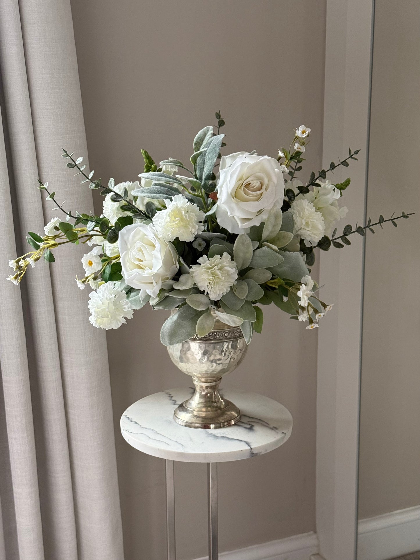 Jane | Arrangement including Vintage Vase | Neutral, White
