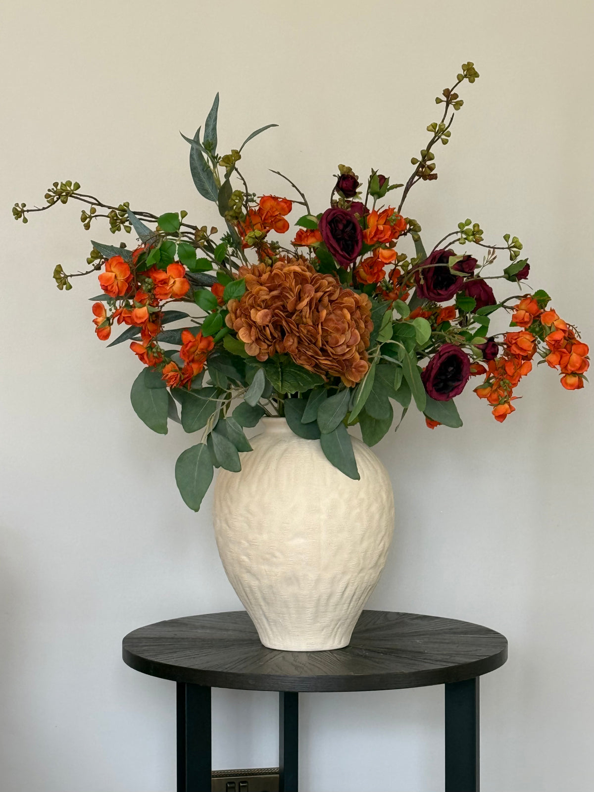 Laura | Extra Large Autumn Orange Artificial Flower Bouquet | Hydrangea, Autumn Berries | Luxury Hand-Tied Faux Flowers | Ready to Style