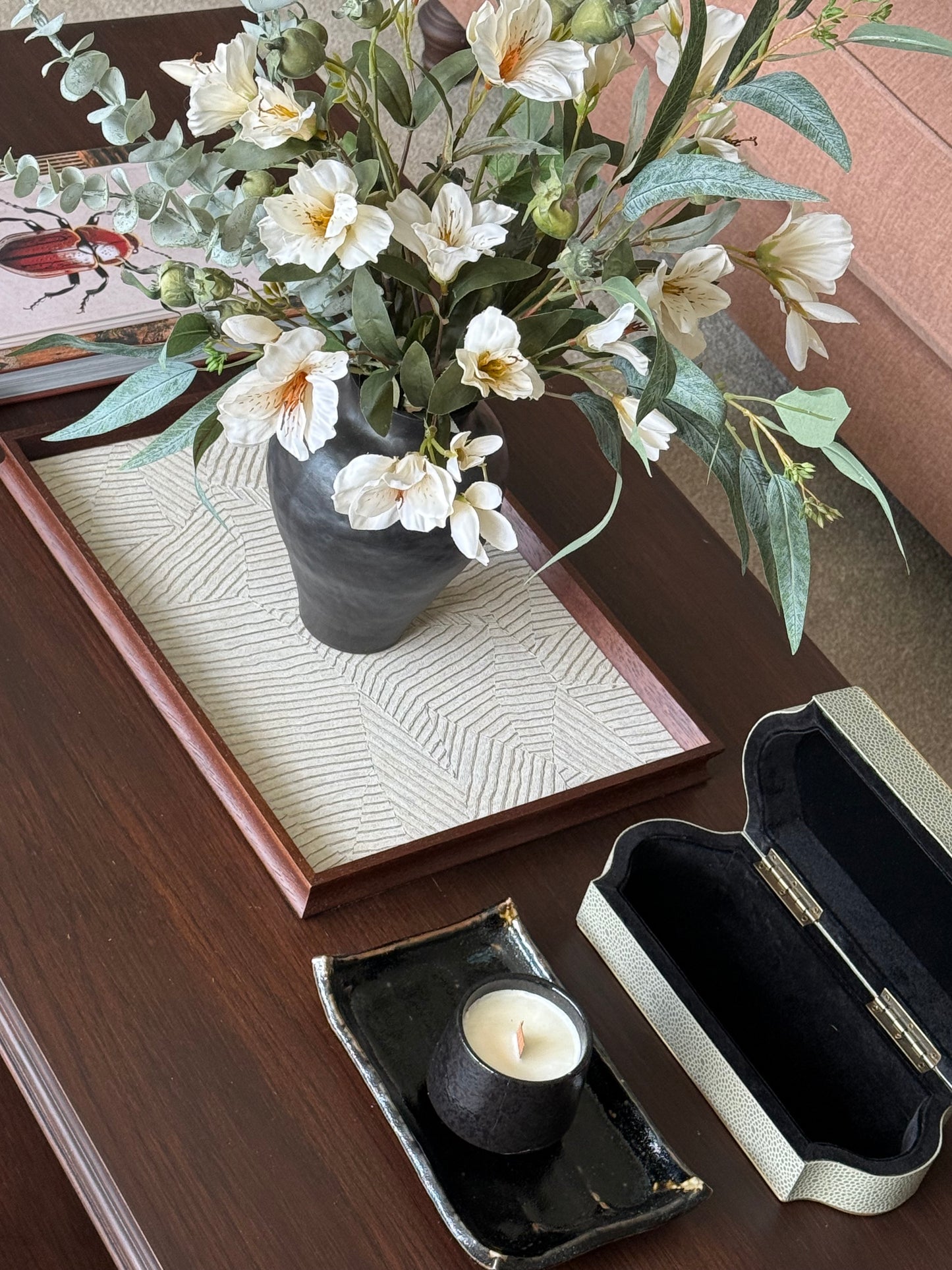 Shagreen Trinket Box | Remote Control Holder | Neutral & Brass