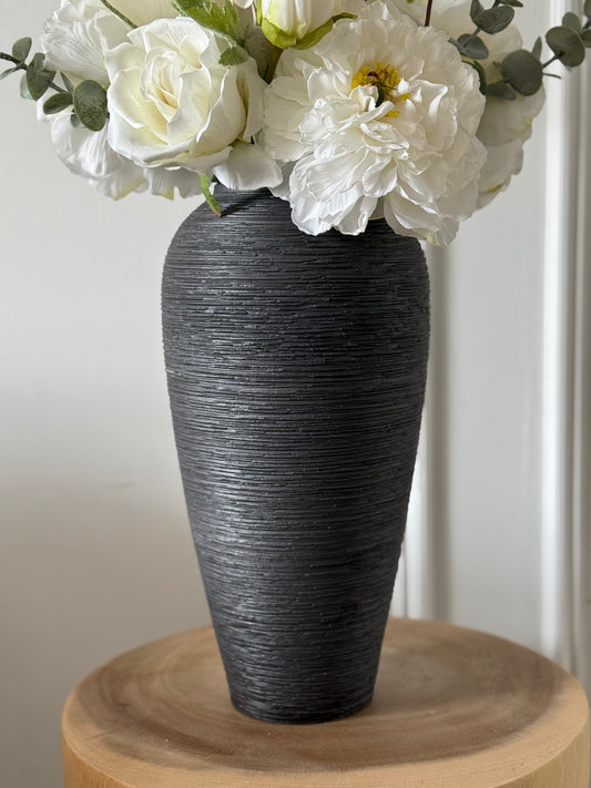 Large Ceramic Vase | Matte Black | 34cm