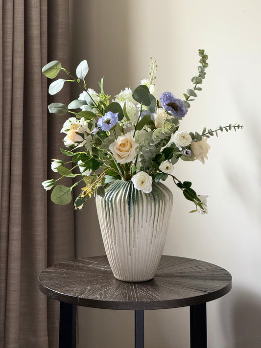 Kirstie | Medium Artificial Bouquet | White, Blue