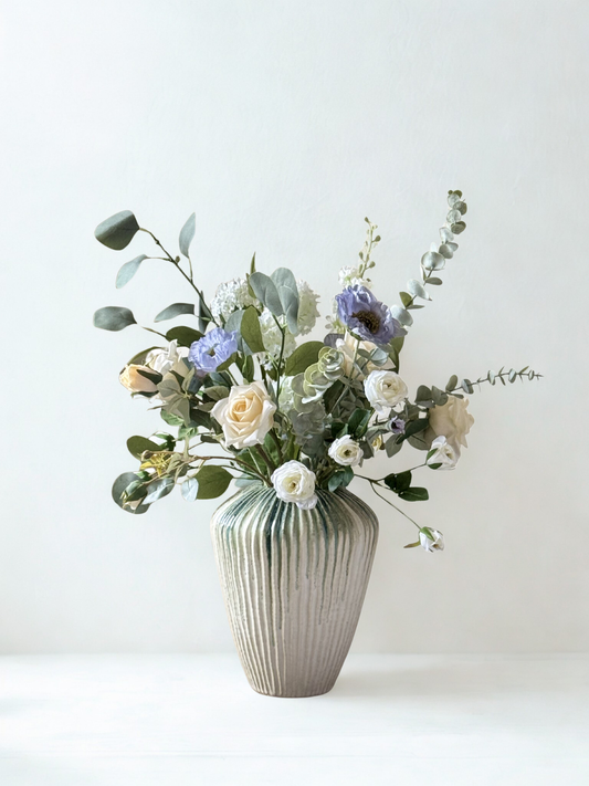 Kirstie | Medium Artificial Bouquet | White, Blue