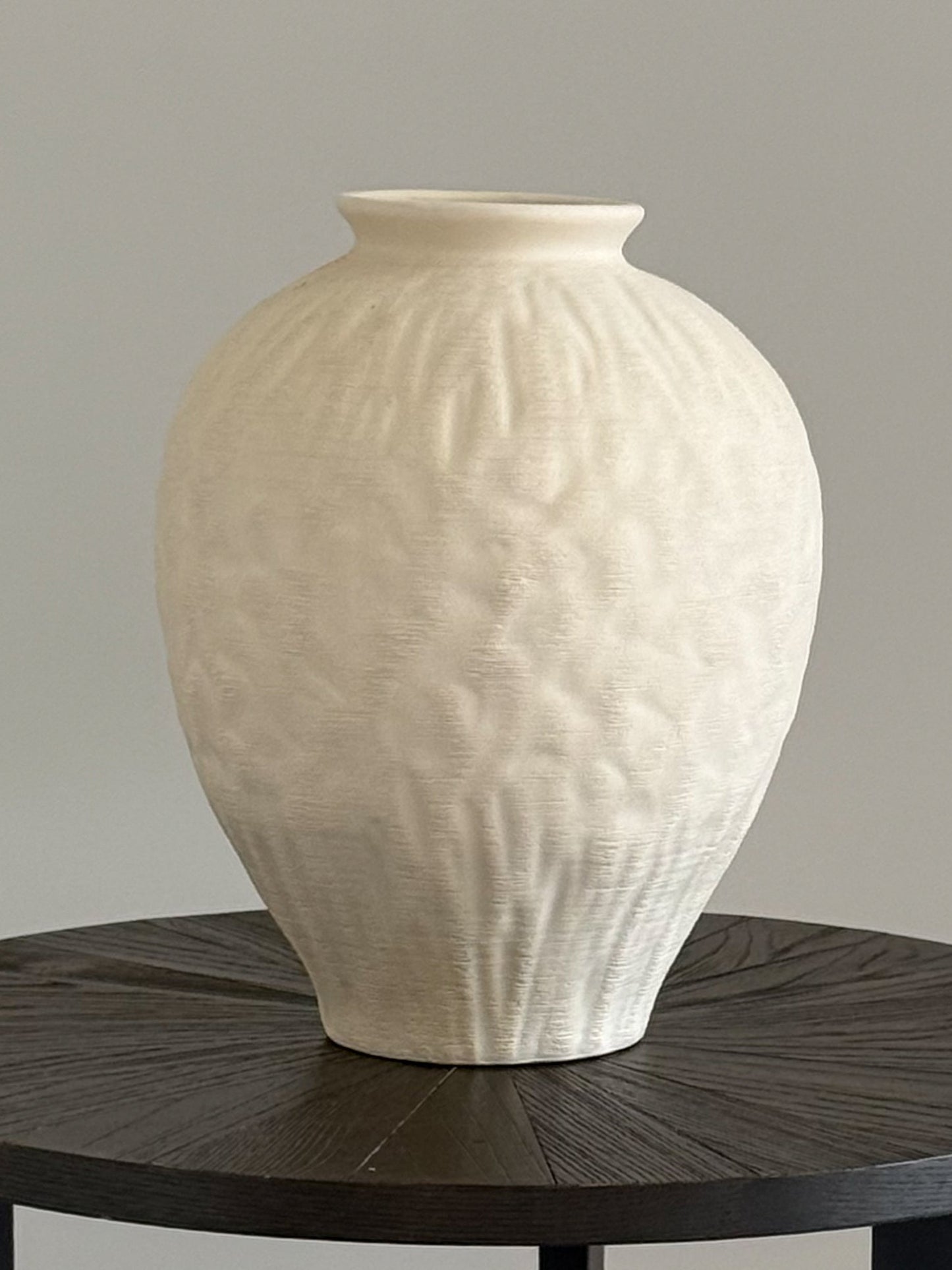 Large Textured Ceramic Vase White Cream Neutral