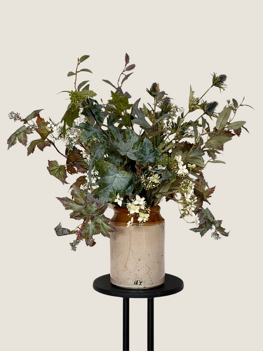 Leanne | Arrangement including Vintage Vase | Large | Autumn | Green, White