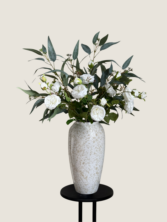 Louisa | Rose & Willow Leaf Bouquet | White, Green