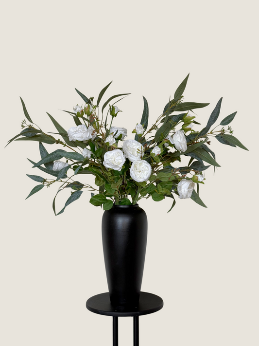 Louisa | Rose & Willow Leaf Bouquet | White, Green