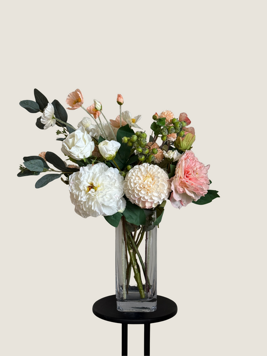 Tara | Country Garden Bouquet | Pink, Peach, White